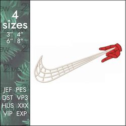 nike web embroidery design, spiderman spider-man swoosh logo, 4 sizes