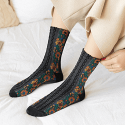 vintage embroidered floral socks