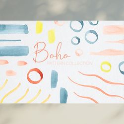 Watercolor Abstract Boho Seamless Pattern / Boho Digital Paper Pack / Scrapbook Paper / Hand drawn / JPG / PNG
