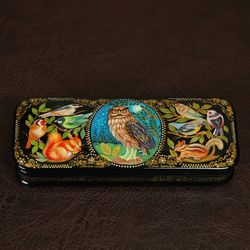Wildlife lacquer box animals hand-painted interior home gift