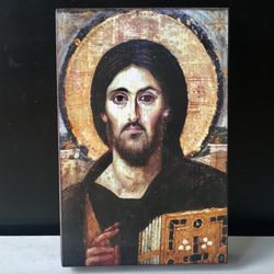 Christ Pantocrator | Quality icon mounted on wood | Hand crafted in Russia | Size: 15 x 10 x 1.5 cm