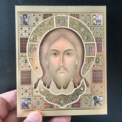 Jesus Christ Icon-Not-Made-With-Hands | High quality  Lithography icon mounted on wood | Made in Russia