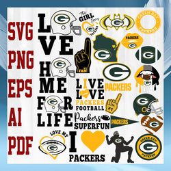 Green Bay Packers NFL Svg,  Pittsburgh Steelers Svg, Bundle NFL Svg, National Football League Svg, Sport Svg, NFL FAN
