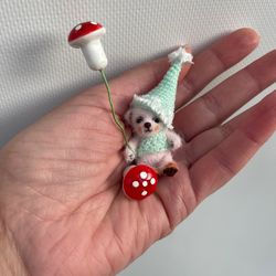 Miniature Teddy bear mini toy ooak bear pet friend for doll Collectible toy dollhouse miniatures handmade small plush