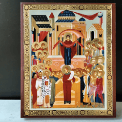 The Protection of the Most Holy Theotokos | Lithography icon print on wood | Size: 8,3" x 6,7"