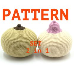 Crochet pattern breast models with two different nipple types, pdf photo tutorial, beginner patterns easy soft toy
