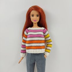 Barbie doll clothes ivory striped sweater
