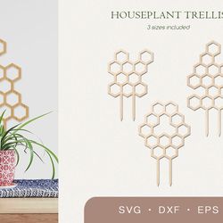 Honeycomb plant trellis svg, Houseplant stakes SVG
