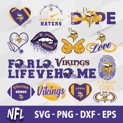 Logo Minnesota Vikings Bundle SVG, Minnesota Vikings SVG, NFL SVG, PNG DXF EPS File