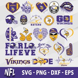 Minnesota Vikings SVG  Bundle, Logo Minnesota Vikings SVG, NFL SVG, PNG DXF EPS File