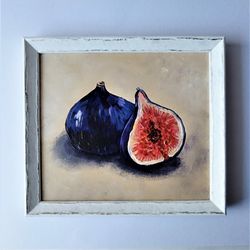 Figs original painting, Decor kitchen wall, Still life fruit painting, Food wall art, Acrylic fruit painting