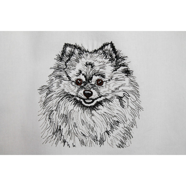 White shopping bag with embroidery of a Pomeranian dog 3.jpg