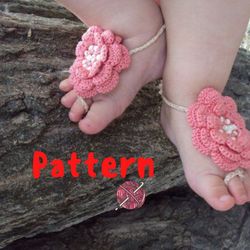 Crochet Pattern Baby Barefoot Sandals, pattern easy , babyshower gift, beach baby decor, baby photodrop, 0-12 month