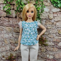 Barbie curvy clothes blue blouse