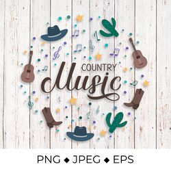 country music round sign sublimation design