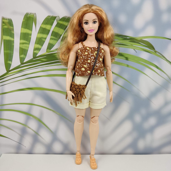 Yellow shorts and top for barbie curvy.jpg