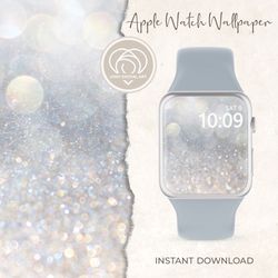 Apple Watch Wallpaper | Silver Sparkle Winter Christmas Apple Watch Face |  Smart Watch Background