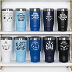 Boat accessories Boat gift Personalized nautical tumbler Boating gifts Boat captain gift Custom boat decor Boat mugs