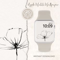 Apple Watch Wallpaper | Line Art Flower Floral Boho Apple Watch Face |  Smart Watch Background