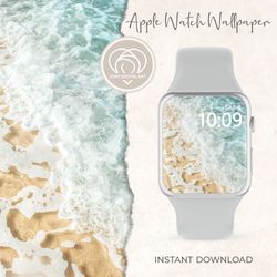 Apple Watch Wallpaper | Beach Coastal Water Sea Ocean Waves Sand Apple Watch Face |  Smart Watch Background