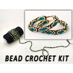 Bead crochet kit snake hoop earrings, Seed bead earrings hoops, making jewelry kit, Craft projects, Crochet with beads