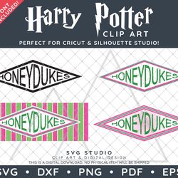 harry potter clip art design svg dxf png pdf - honeydukes logo bundle & free font!