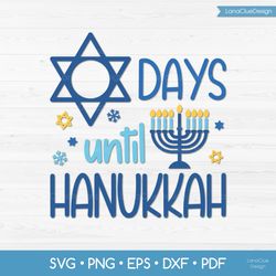 Days Until Hanukkah SVG Cut File, Hanukkah Countdown SVG