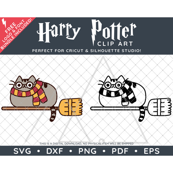 Harry Potter Pusheen Broom by SVG Studio Thumbnail.png