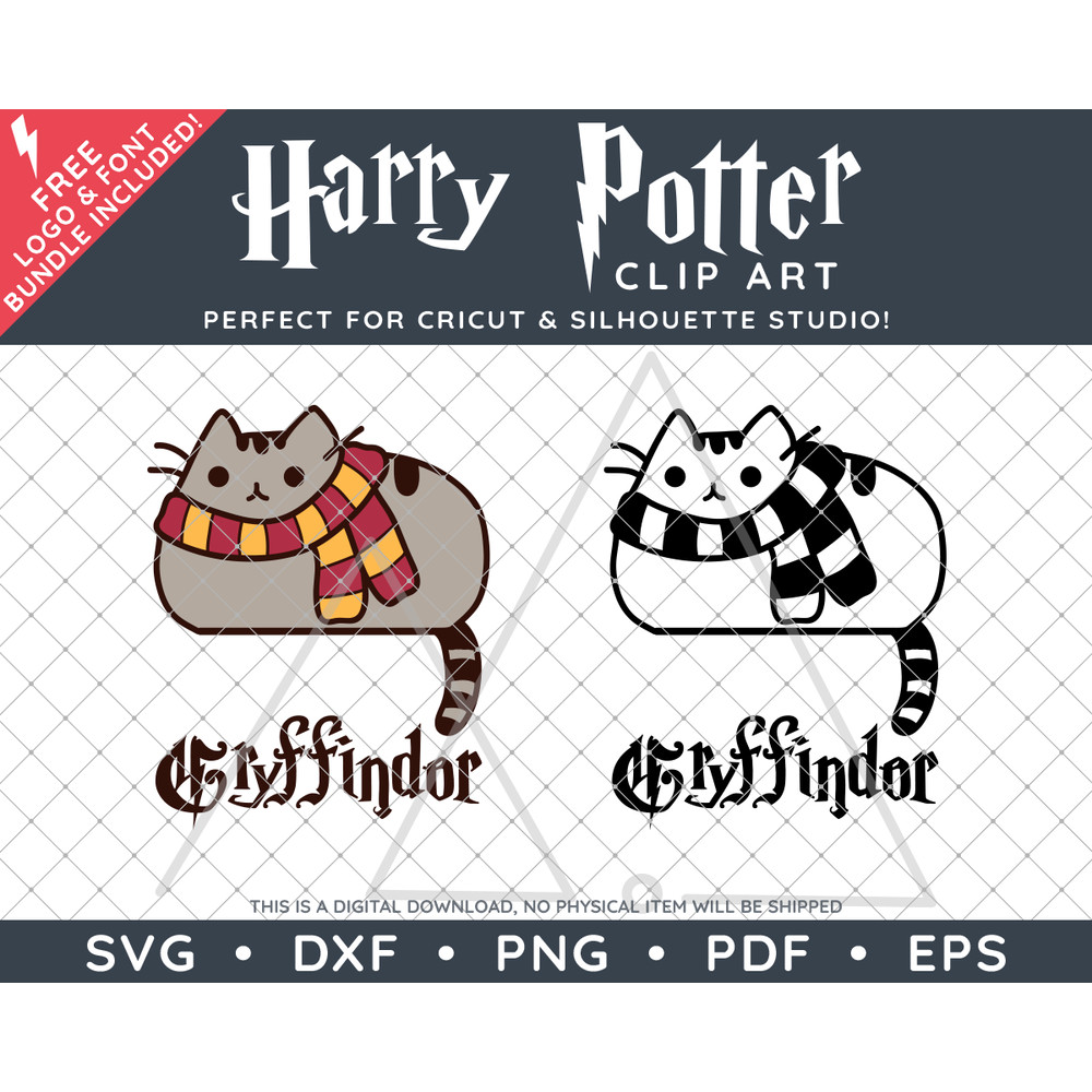 Harry Potter Pusheen Hogwarts Houses by SVG Studio Thumbnail2.png