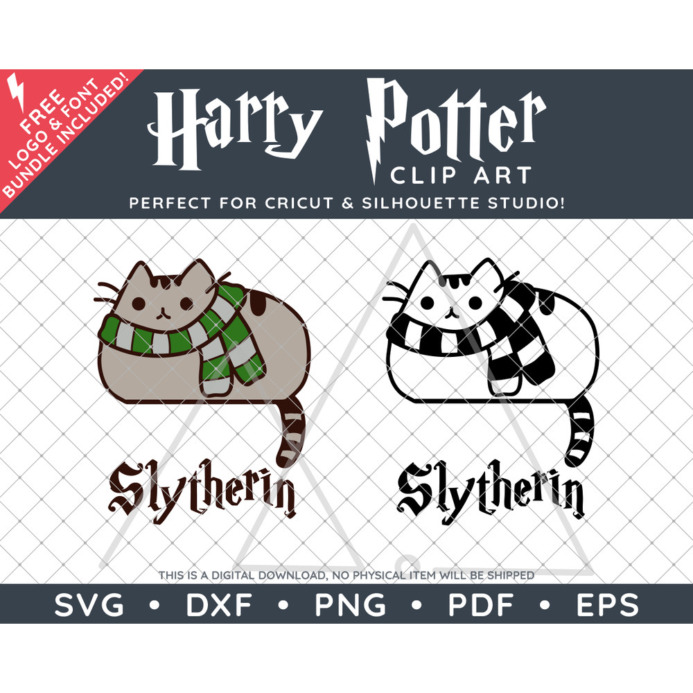 Harry Potter Pusheen Hogwarts Houses by SVG Studio Thumbnail3.png