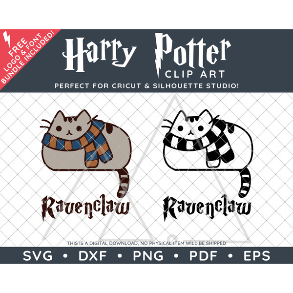 Harry Potter Pusheen Hogwarts Houses by SVG Studio Thumbnail4.png