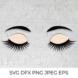 Closed eyes with long eyelashes and eyebrows SVG