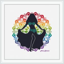 cross stitch pattern belly dance silhouette dancer oriental east music ornament rainbow counted crossstitch patterns pdf