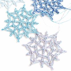 Christmas Ornament Snowflake Crochet Pattern. PDF file digital download.