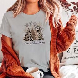 Christmas Tree Shirt, Christmas Shirt, Cute Christmas Shirt, Holiday Shirt, Women's Christmas Shirt, LEOPARD CHRISTMAS