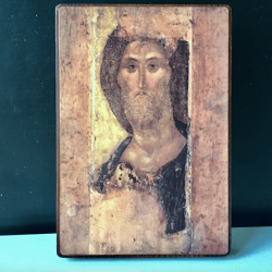 Jesus Christ Pantocrator (Andrey Rublev) Icon print mounted on wood | Made in Russia | Size: 20 x 13,5 x 2 cm