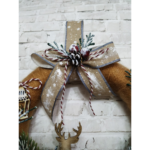 Christmas Interior wreath on the door/Winter wreath/Wreath with deer/Christmas decor/A wreath on the wall/Vintage Wreath