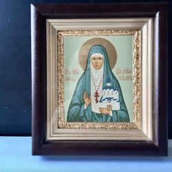 St. Elizabeth the New Martyr of Russia  | High quality Serigraph icon  in Wooden  Box with Glass 7,3" x 5" | Handcrafted
