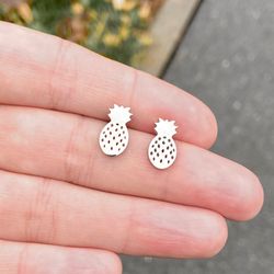 pineapple stud earrings, stainless steel jewelry
