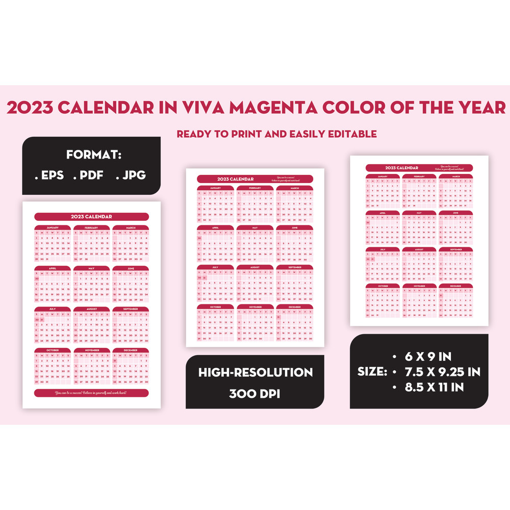 2023 Calendar in Viva Magenta color of the year cover.jpg