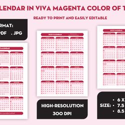 2023 Calendar in Viva Magenta color of the year