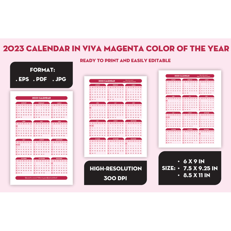 2023 Calendar in Viva Magenta color of the year cover.jpg
