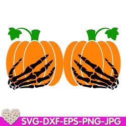 Halloween Hand Pumpkin for womans Ghost Pumpkin Skeleton Web  digital design Cricut svg dxf eps png ipg pdf, cut file