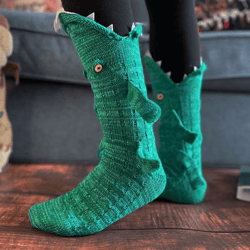 funny knit crocodile socks for men & women