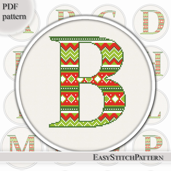 Letter B cross stitch pattern