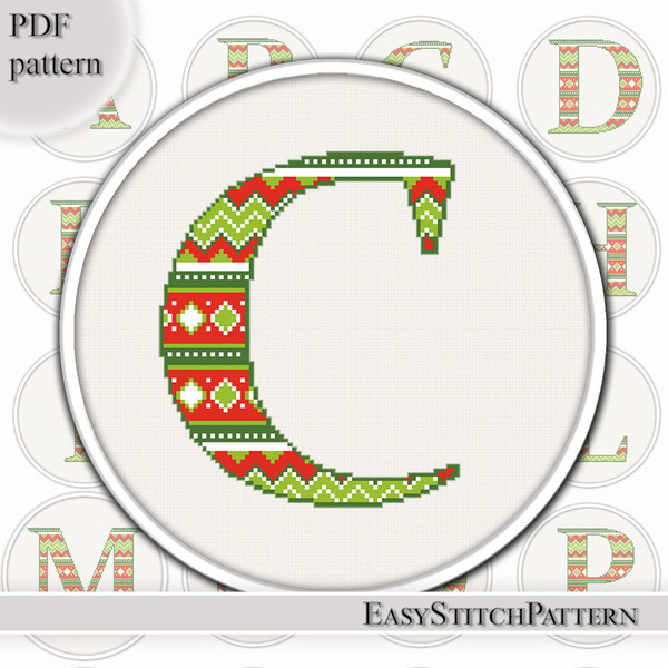 Letter C cross stitch pattern