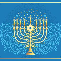 Hanukkah greeting card with menorah