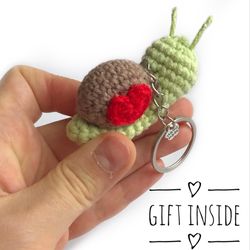 Miniature snail | Snail lovers gift | Snail keychain | Snail mail | Cute gift for a friend | Gift for a girlfriend