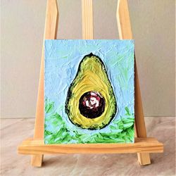 Acrylic texture, Fruit painting, Avocado painting, Framed art, Decoration for kitchen wall