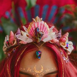 love at the first sight mermaid crown - bohemian festival tiara, hippie headband, hair accessory